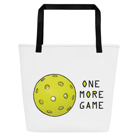 Pickleball "One More Game" Large Tote Bag