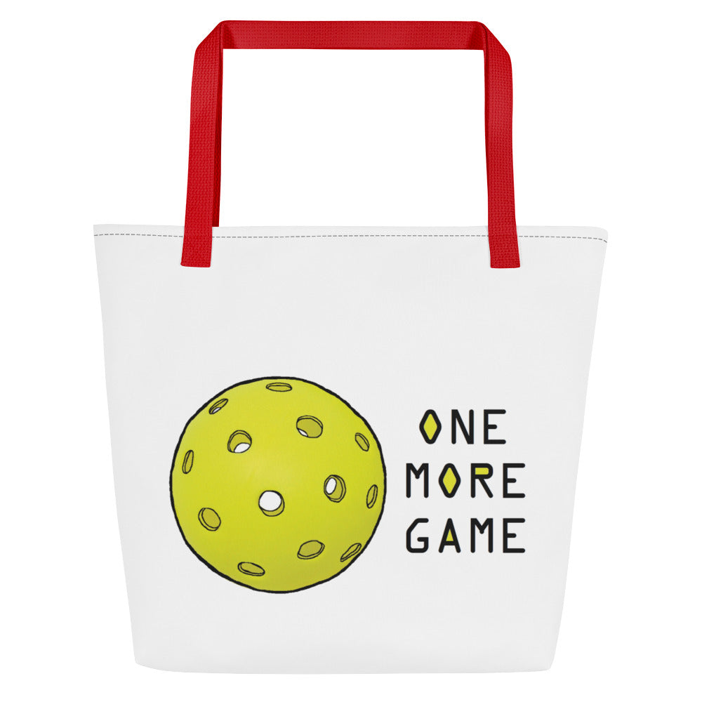 Pickleball "One More Game" Large Tote Bag