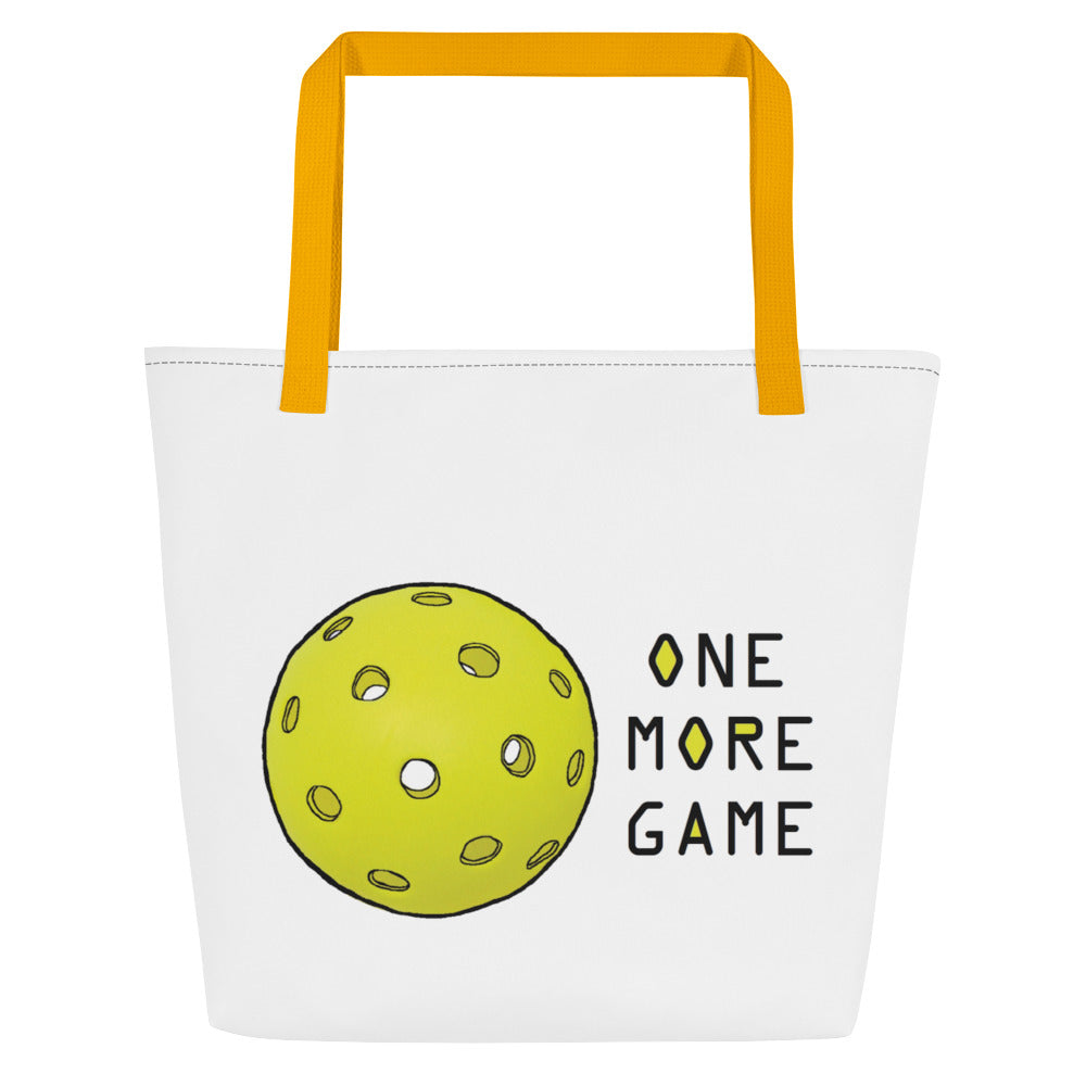 Pickleball "One More Game" Large Tote Bag