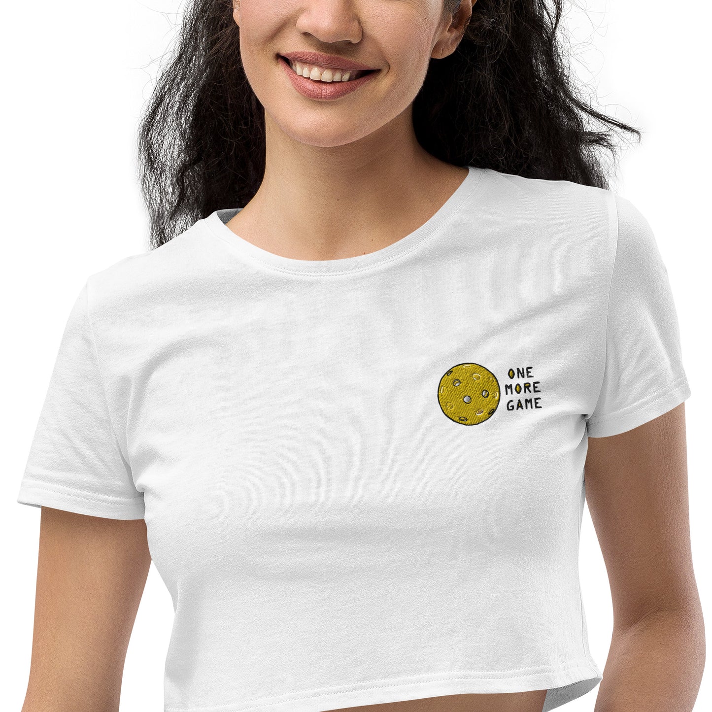 Pickleball "One More Game" Organic Crop Top